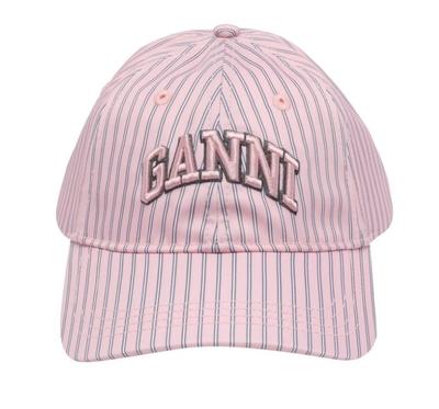 Gorra Ganni rosa rayas